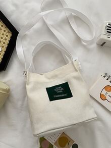 Túi đeo chéo Nữ Lá thư Đôi tay cầm Sẵn sàng - trắng - Xem 2