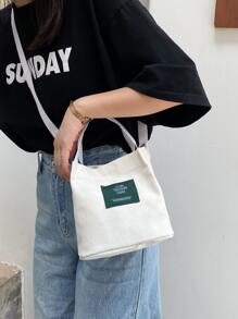 Túi đeo chéo Nữ Lá thư Đôi tay cầm Sẵn sàng - trắng - Xem 1