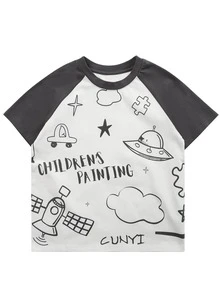 Camiseta con estampado de letra y estrella de manga raglán - Multicolor - Ver 4