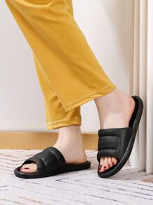 女士透氣字母圖案時尚拖鞋適用於 - 黑色 - 查看 3