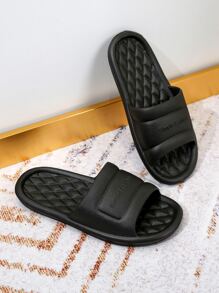 女士透氣字母圖案時尚拖鞋適用於 - 黑色 - 查看 4