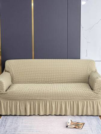 Solid Color Seersucker Sofa Slipcover