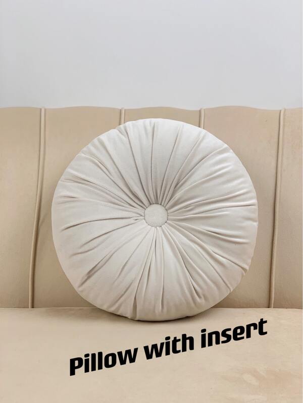 Round Pintuck Velvet Decorative Pillow SHEIN USA