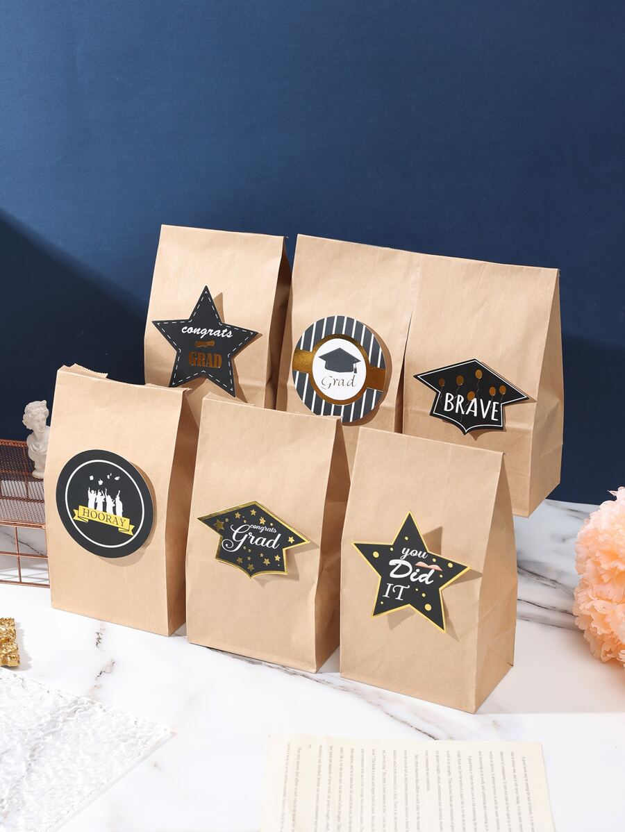 12 piezas set bolsa de envoltura de regalo de fiesta de graduación - Caqui - Ver 1