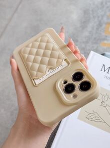Vỏ điện thoại có khe cắm thẻ chần bông - Màu be - Xem 2