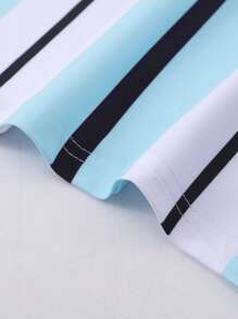 Manfinity Homme Men Vertical Striped & Letter Graphic Casual Short Sleeve Tee, Boyfriend Gift - Multicolor - View 6