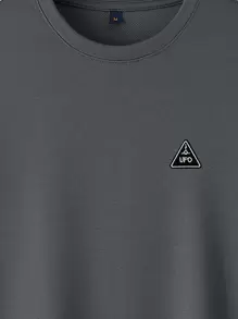 Manfinity Homme Áo thun nam cổ tròn tay ngắn họa tiết thường ngày mùa hè bằng polyester, áo thun nam thường ngày, áo thun nam thường ngày đi làm, áo thun nam màu xám - Màu xám đen - Xem 4