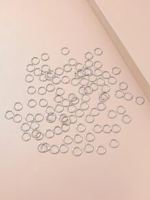 100入銀色環形髮束戒指,簡約風味髮飾街頭潮流元素 - 銀色 - 查看 5