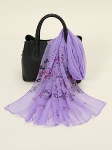 1 pieza bufanda de mujer moderna y transpirable con estampado floral - Púrpura malva - Ver 1