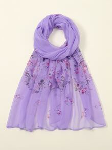 1 pieza bufanda de mujer moderna y transpirable con estampado floral - Púrpura malva - Ver 2