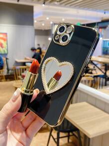 Heart Shaped Mirror Phone Case - Black - View 1
