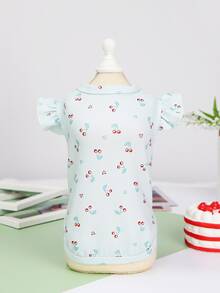 Áo phông in hình thú cưng Cherry - Màu xanh lam - Xem 4