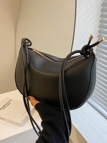 Túi vai màu trơn Có thể điều chỉnh được Đúng mốt - màu đen - Xem 1