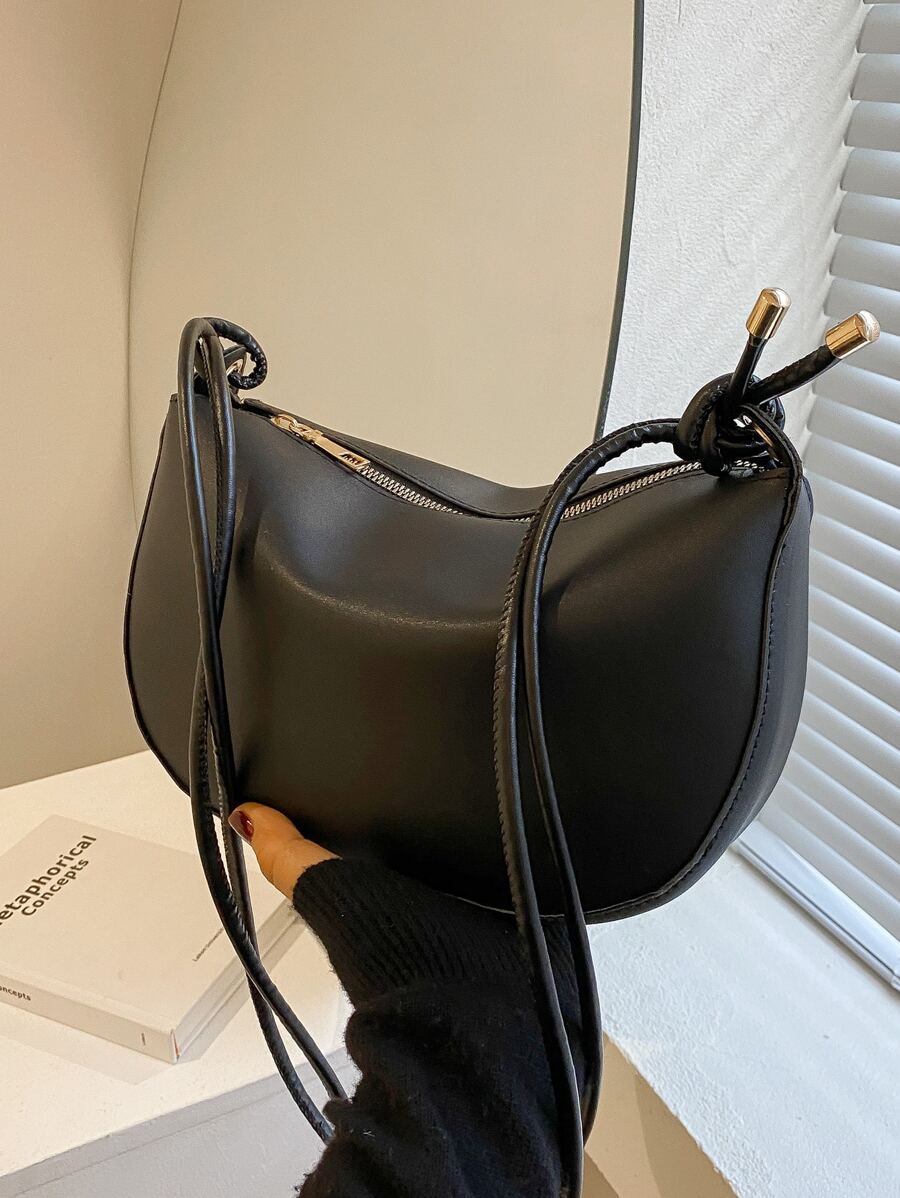 Túi vai màu trơn Có thể điều chỉnh được Đúng mốt - màu đen - Xem 1