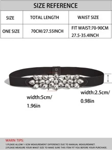 Rhinestone Decor Skinny Belt - White - View 4