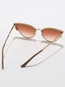 女士时尚猫眼时尚眼镜 - 卡其色 - 查看 4