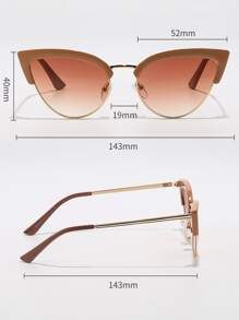 女士时尚猫眼时尚眼镜 - 卡其色 - 查看 5