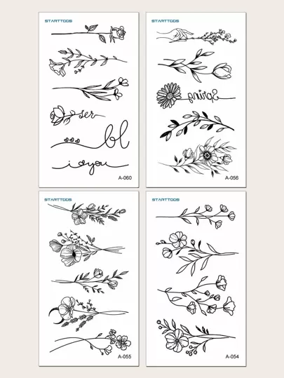 STARTTOOS 4 张花卉图案纹身贴纸