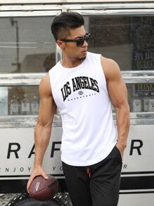 Manfinity Fitness Boyfriend Style Men Letter Graphic Sports Tank Top Workout Tops Tank Top Pack Basketball Boyfriend Style Men Joggers - White - View 1