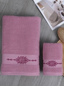 1pc Embroidered Towel - Purple - View 5