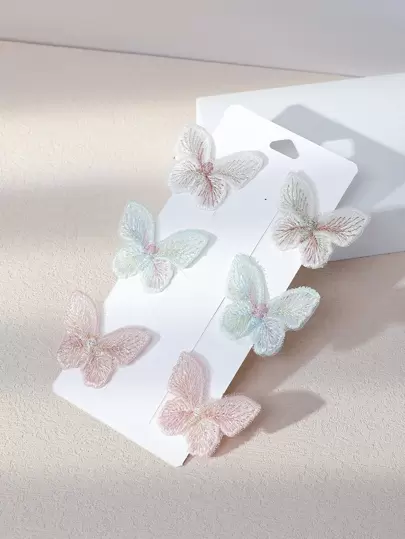 6件套梦幻彩色蝴蝶儿童发夹