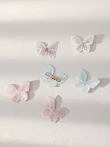 6件套梦幻彩色蝴蝶儿童发夹 - 彩色 - 查看 3