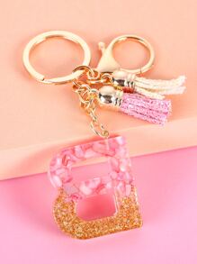 流蘇和字母墜飾鑰匙圈 - 彩色 - 查看 2