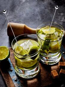 2pcs Stainless Steel Cocktail Stick, Minimalist Ball Decor Bar Spoon For Bar - Silver - View 4