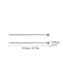 2pcs Stainless Steel Cocktail Stick, Minimalist Ball Decor Bar Spoon For Bar - Silver - View 8