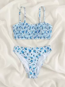 Summer Ditsy Floral Smocked Bikini - Multicolor - View 3