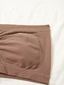 Plain Ruched Strapless Bralet - Brown - View 4