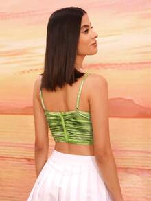 Top de tirantes de tie dye fruncido - Verde Lima - Ver 2