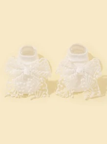 1雙嬰兒蝴蝶結裝飾襪子 - 白色 - 查看 1