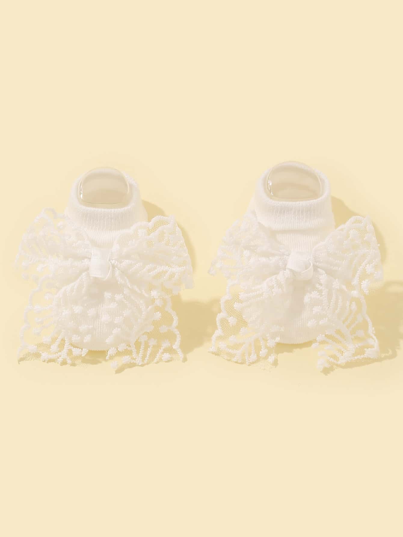 1雙嬰兒蝴蝶結裝飾襪子 - 白色 - 查看 1