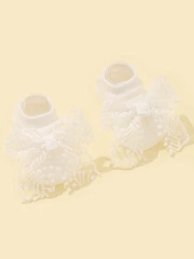 1雙嬰兒蝴蝶結裝飾襪子 - 白色 - 查看 3