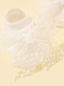 1雙嬰兒蝴蝶結裝飾襪子 - 白色 - 查看 4