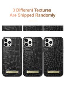 PULOKA 鱷魚紋手機殼相容於iPhone15/15Plus/15Pro/15Promax - 黑色 - 查看 3