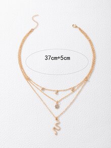 imoli 蛇和水鑽墜飾多層項鏈 - 金黃色 - 查看 7