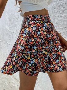 SHEIN Frenchy Allover Floral Print High Waist Skirt - Multicolor - View 4