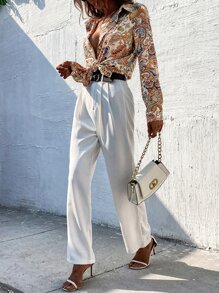 SHEIN Frenchy Áo sơ mi In hoa Paisley Nút phía trước - Nhiều màu - Xem 3