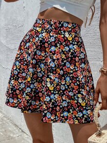 SHEIN Frenchy Allover Floral Print High Waist Skirt - Multicolor - View 7