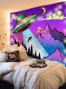 UFO Pattern Tapestry, Wall Art - Multicolor - View 1