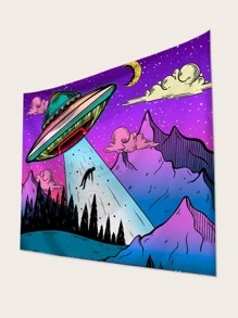 UFO Pattern Tapestry, Wall Art - Multicolor - View 2
