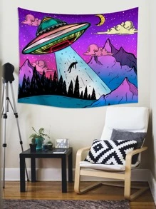 UFO Pattern Tapestry, Wall Art - Multicolor - View 3