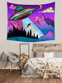 UFO Pattern Tapestry, Wall Art - Multicolor - View 4