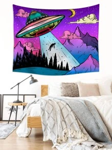 UFO Pattern Tapestry, Wall Art - Multicolor - View 5