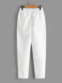 SHEIN Tween 男童抽繩腰袋貼標長褲