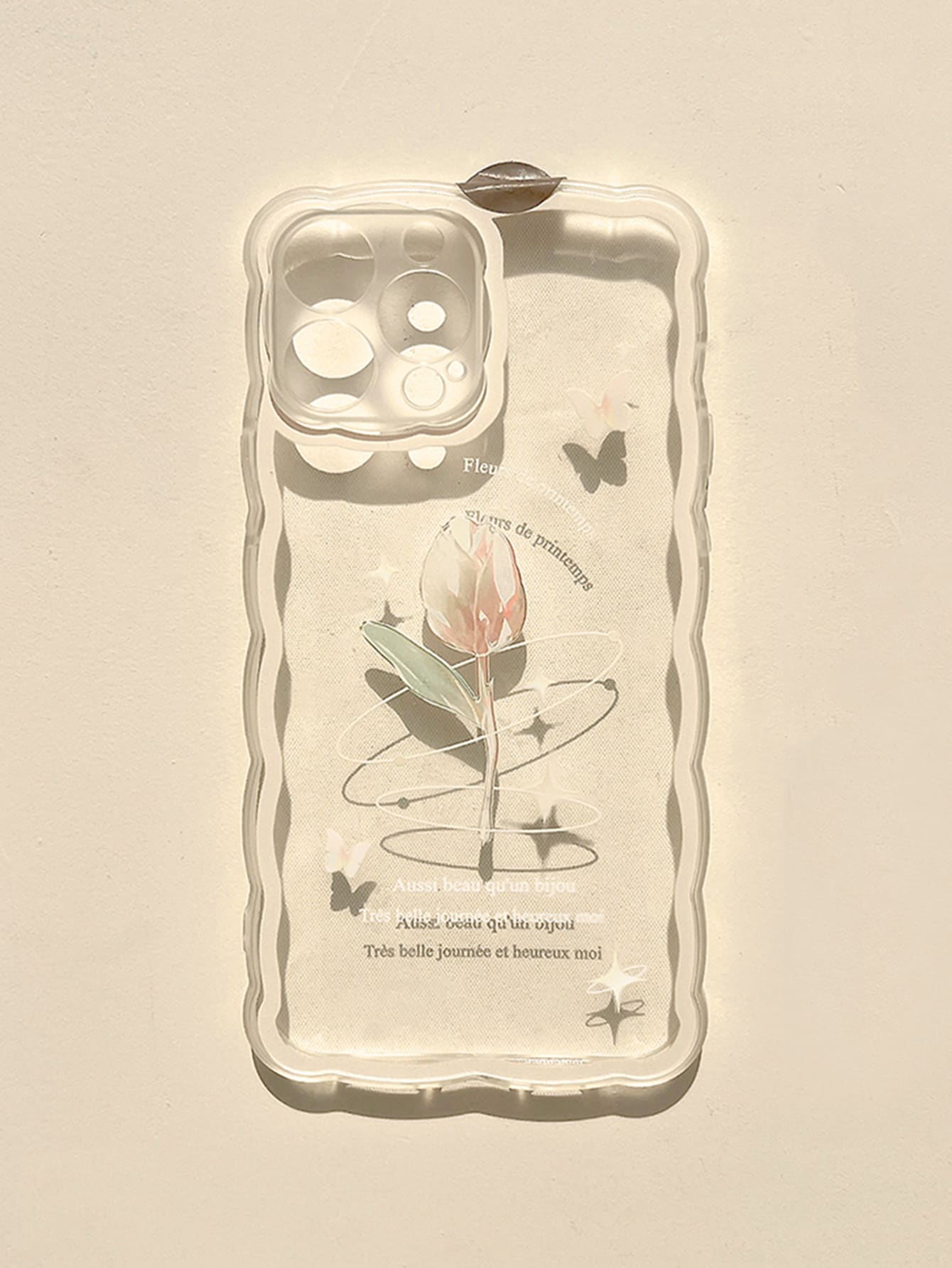 Flower Print Clear Phone Case Compatible With iPhone 15/15Pro/15Plus/15Promax - Multicolor - View 1
