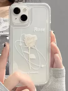 玫瑰圖案透明手機殼相容於 iPhone15/15Plus/15Pro/15Promax - 彩色 - 查看 1