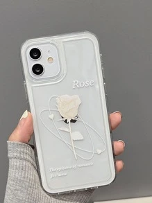 玫瑰圖案透明手機殼相容於 iPhone15/15Plus/15Pro/15Promax - 彩色 - 查看 2